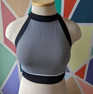 Stripped high neck crop top